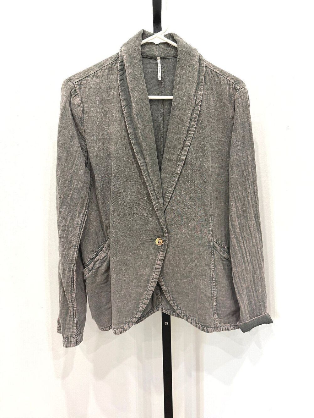 hello nite Los Angeles Gray Cotton Blazer Jacket Size Small